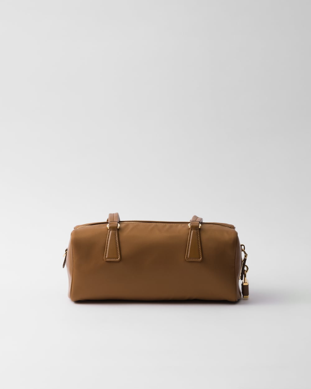 Re-Nylon and Leather Medium Top-Handle Bag With Padlock - Image 4